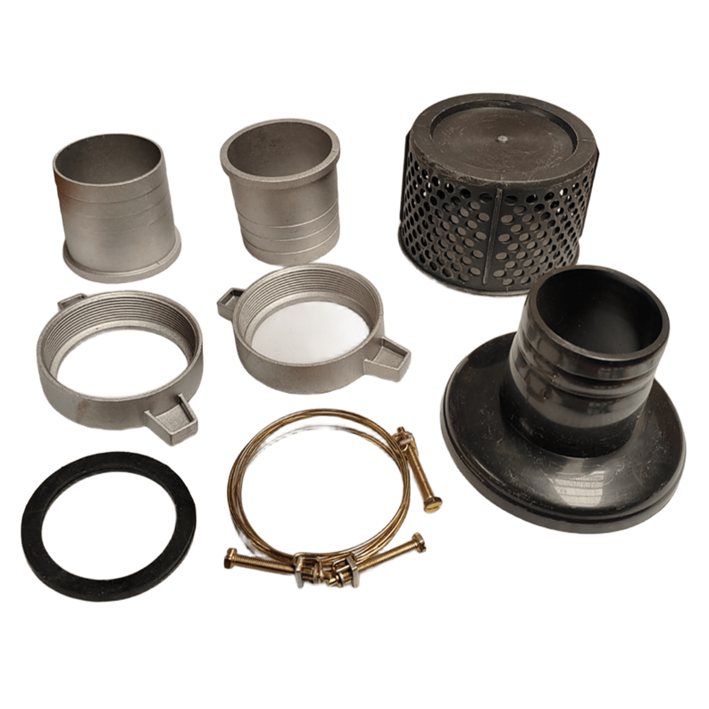 CONECTOR Y COLADOR PLAST. P/BOMBA AGUA 3 X 3 8 PZAS