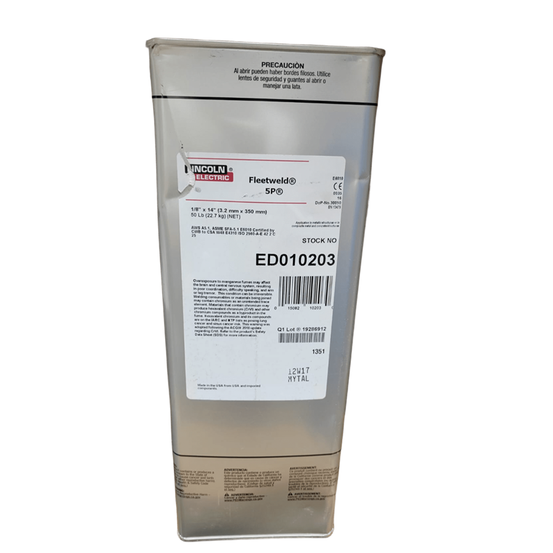 ELECTRODO LINCOLN 6010 1/8 X 14 FLEETWELD 5P USA EDO 10203