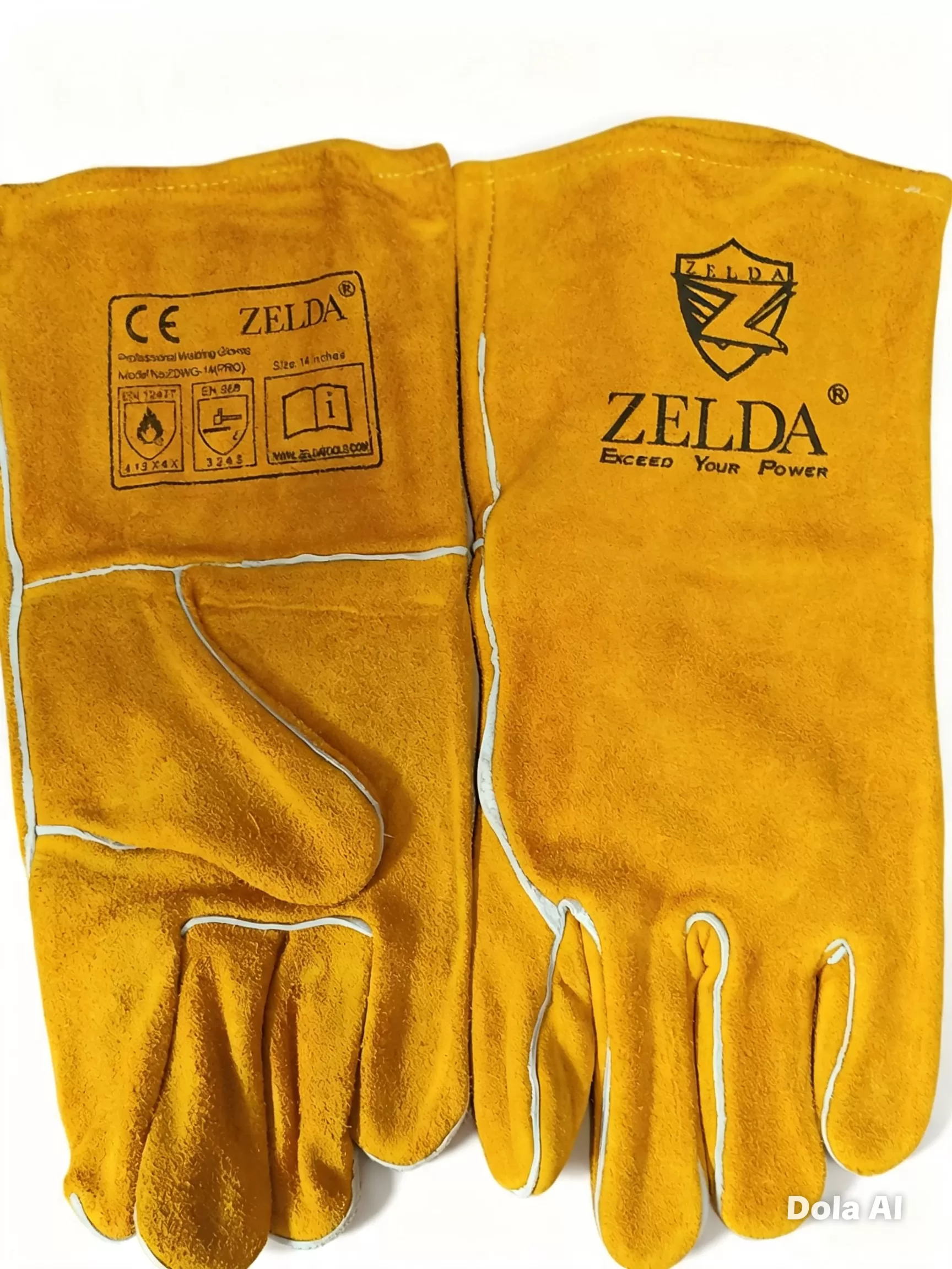 GUANTE P/SOLDADOR 14 PULG ZELDA ZDWG-14 PRO MOSTAZA CLARO
