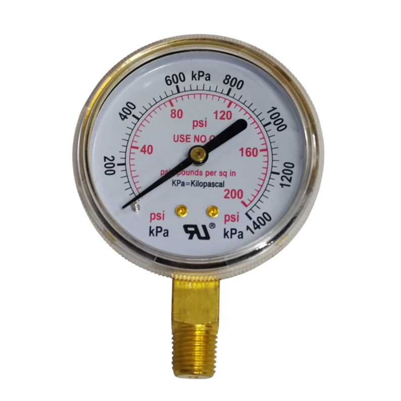 MANOMETRO 2.5 P/OXIGENO 0-200 PSI METALPOWER BAJA PRESION